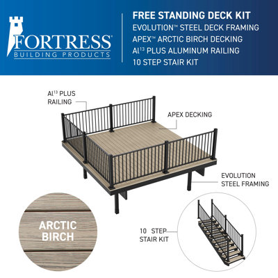 3点セットLOCKFIELD FT40 & Sbs kit & Deck 0 Fortress Building Products Apex 12' x 12' Freestanding PVC Deck
